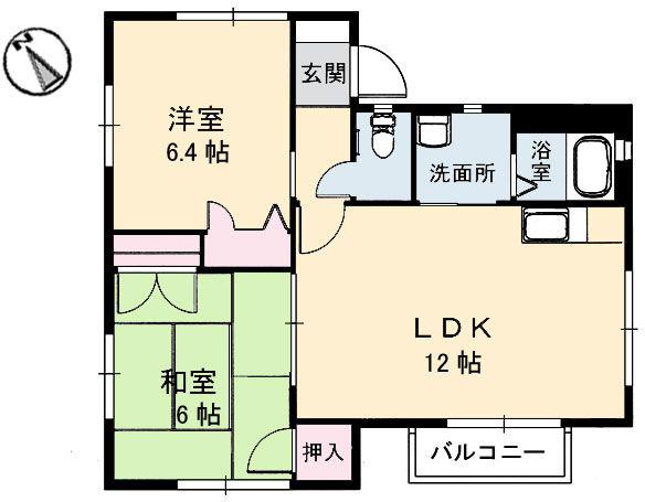 シャーメゾン矢野B棟(2LDK/1階)の間取り写真