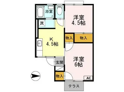 グリーンパレス(2K/1階)の間取り写真