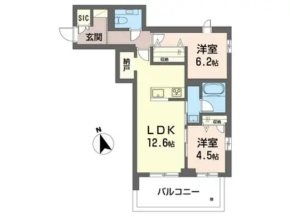 ベルクレール(2LDK/3階)の間取り写真