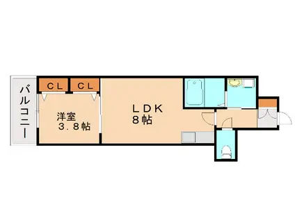 サンクレシア戸畑駅前(1LDK/2階)の間取り写真