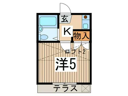 JR東海道本線 平塚駅 徒歩7分 2階建 築39年(1K/1階)の間取り写真