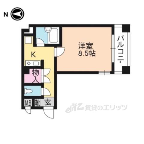 ステーションコートヤード(1K/8階)の間取り写真