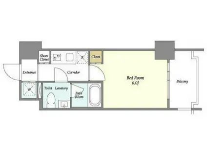 プラシア北千住(1K/6階)の間取り写真