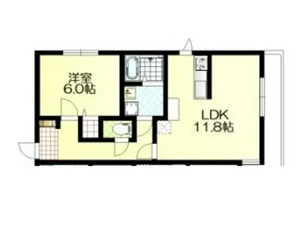 クレシア西谷(1LDK/2階)の間取り写真