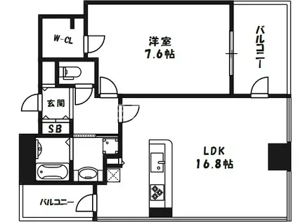ジオグランデ梅田(1LDK/7階)の間取り写真