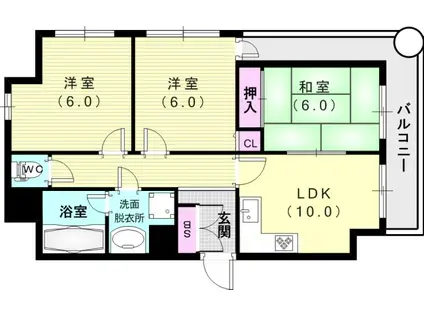 サンワステーションプラザ兵庫(3LDK/4階)の間取り写真