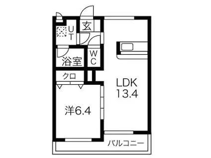 グレースコート神戸(1LDK/2階)の間取り写真