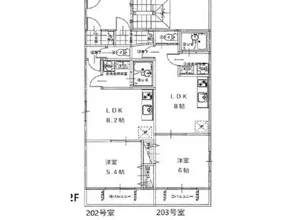 OHANA(1LDK/2階)の間取り写真