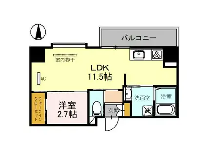 グランコート茨木永代町(1LDK/2階)の間取り写真
