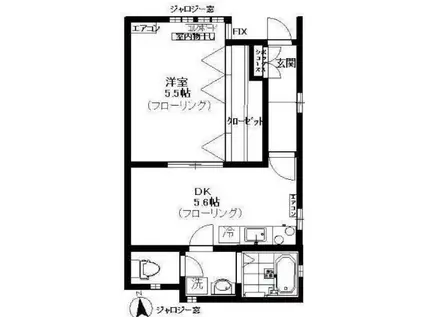 ゾンターク恵比寿(1DK/1階)の間取り写真