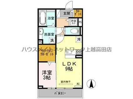 レジデンシィズ東城 イースト(1LDK/2階)の間取り写真