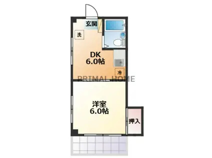 小平マンション(1DK/1階)の間取り写真