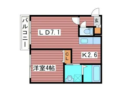 グランシード月寒西(1LDK/1階)の間取り写真