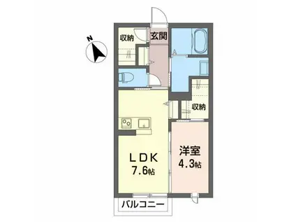 シャーメゾン緑町(1DK/2階)の間取り写真