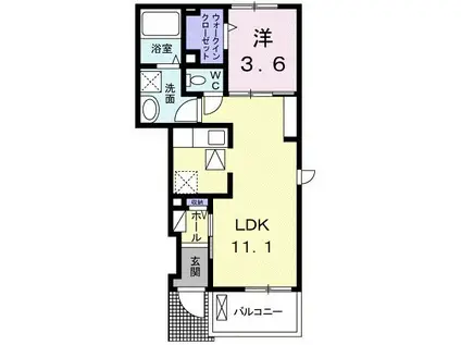 メゾン ソレイユII A(1LDK/1階)の間取り写真