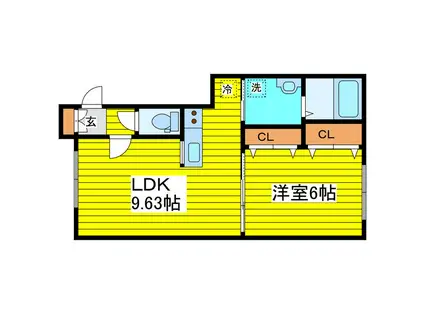 アルカディア II(1LDK/1階)の間取り写真