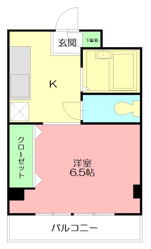 栄興厚木ヴィラ(1K/2階)の間取り写真