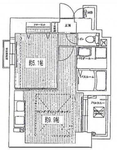 セントロイヤルクラブ谷町(1LDK/4階)の間取り写真