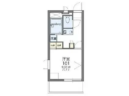 レオパレスウエストリバーII(1K/3階)の間取り写真