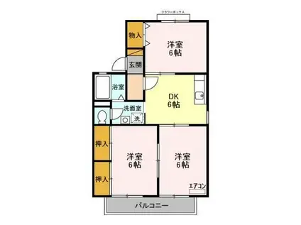 グローネ飯倉台F(3DK/2階)の間取り写真