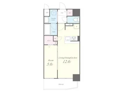 RUELLEうめきた(1LDK/2階)の間取り写真