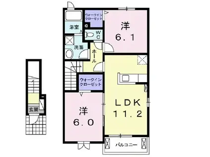 メゾンレーヴ(2LDK/2階)の間取り写真