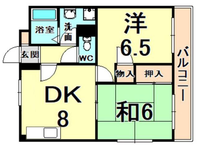 サライ西野(2LDK/2階)の間取り写真