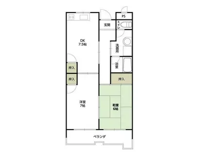 HACHIBUSE高槻(2LDK/2階)の間取り写真