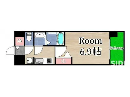 プレサンス大阪都島エレナード(1K/9階)の間取り写真