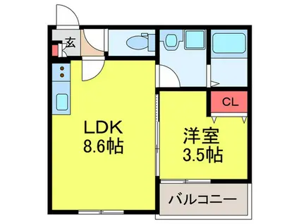 生野区巽南1丁目AP(1LDK/1階)の間取り写真