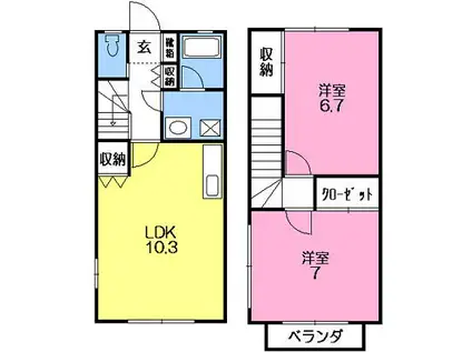 ティエラ向島(2LDK/2階)の間取り写真