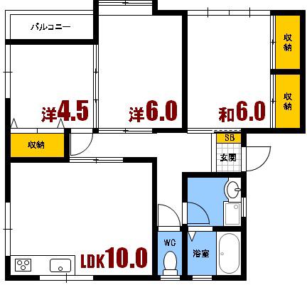 レジデンスせせらぎ(3LDK/2階)の間取り写真