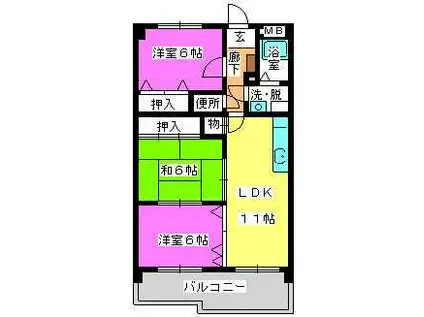 センチュリー中央(3LDK/3階)の間取り写真