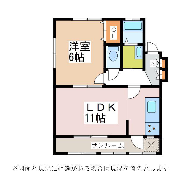城北ハイツ(1LDK/2階)の間取り写真