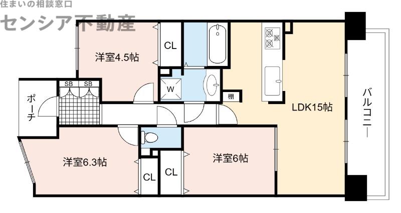 ステイツ城東グランプレイス(3LDK/15階)の間取り写真