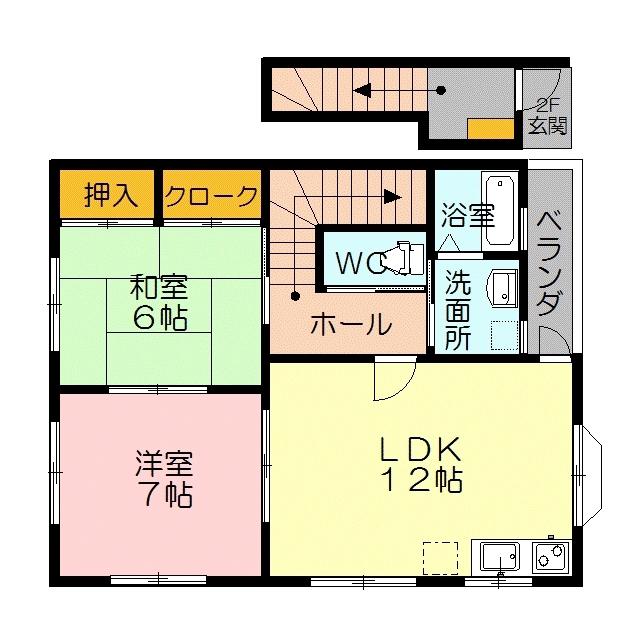 プラージュ・N B棟(2LDK/2階)の間取り写真
