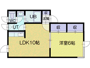 プラザ文教台B(1LDK/1階)の間取り写真