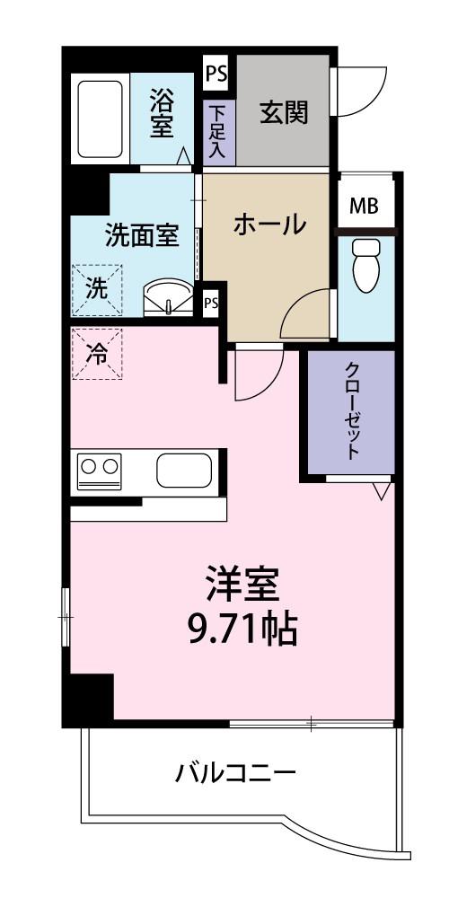 ボニート到津(1K/1階)の間取り写真
