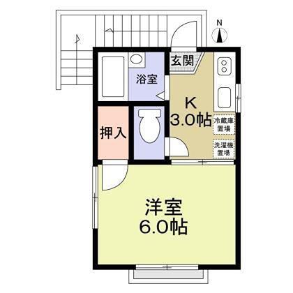 戸塚区平戸3丁目併用(1K/2階)の間取り写真