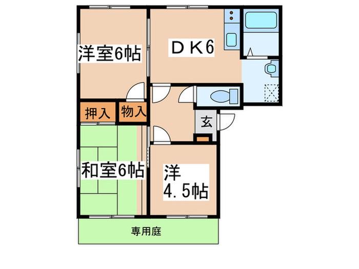 パルムけやき(3DK/1階)の間取り写真
