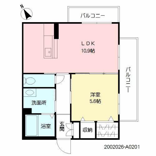 サンライズ下荒田(1LDK/2階)の間取り写真