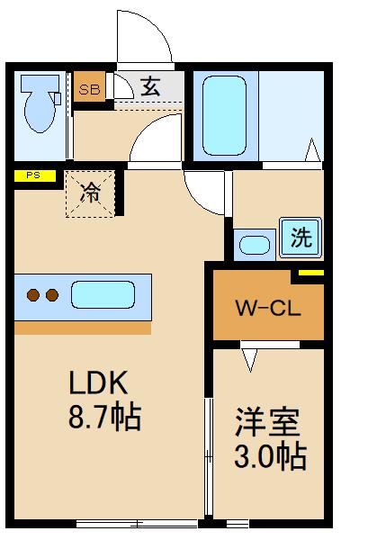KEIAI RESIDENCE 常盤平(1LDK/1階)の間取り写真