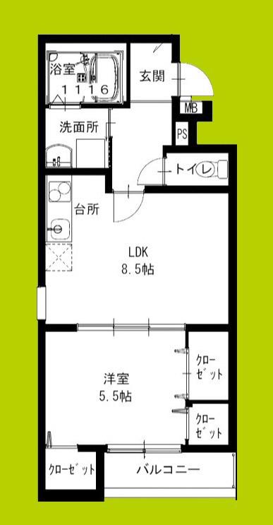 フジパレス高石駅南II番館(1LDK/1階)の間取り写真