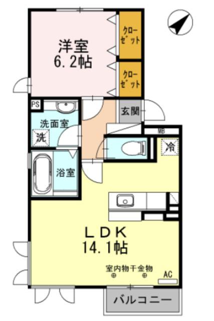 コンフォートイワタ2055(1LDK/2階)の間取り写真