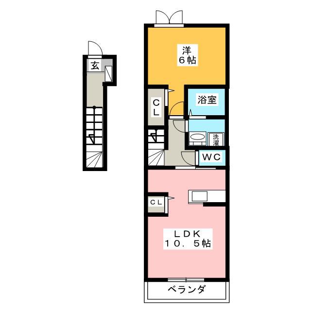 アンジェラI(1LDK/2階)の間取り写真