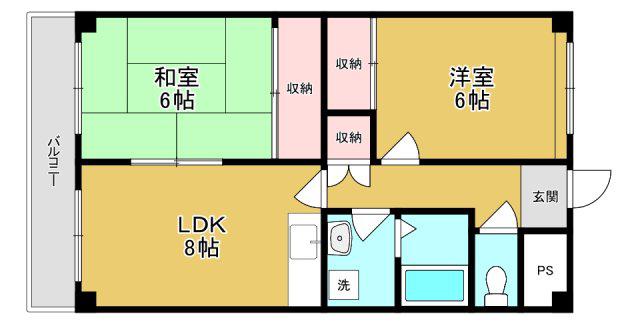 ラウレール平田(2LDK/3階)の間取り写真