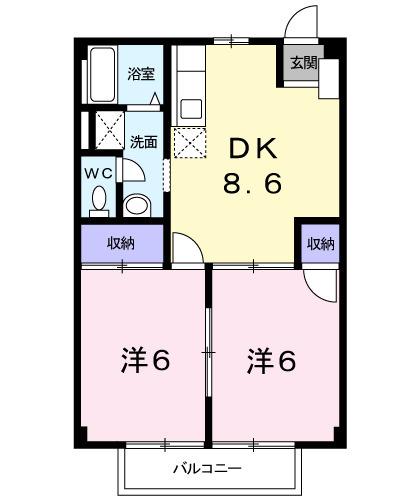 ロイヤルハイツ(2DK/2階)の間取り写真