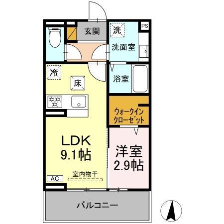 メゾングレイス(1LDK/1階)の間取り写真