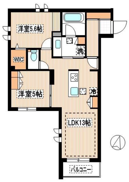 LE RUAH(2LDK/2階)の間取り写真