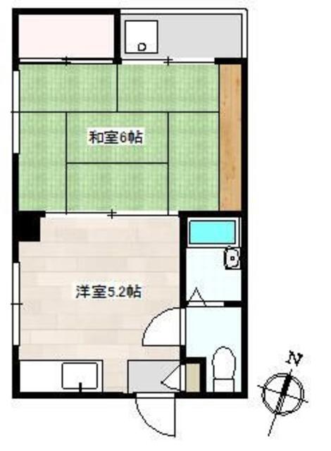 宍戸ビル(1DK/4階)の間取り写真